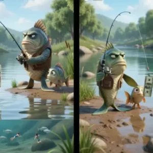 PROMPT PECES ATRAPANDO HUMANOS #7